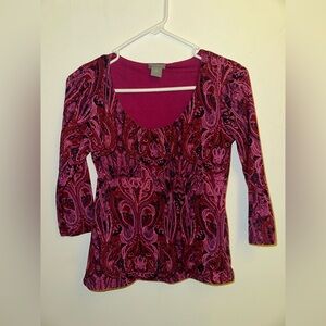 Ann Taylor Vibrant Pink Paisley Blouse